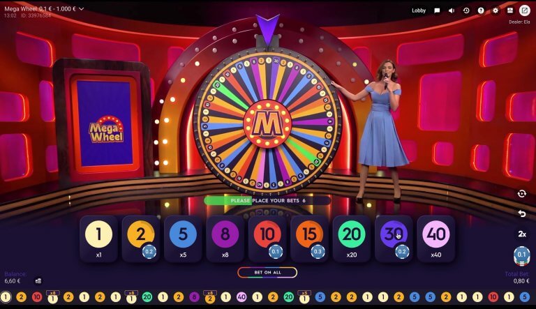 Mega Wheel live gameplay